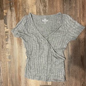 Hollister Gray form fitting ribbed tee